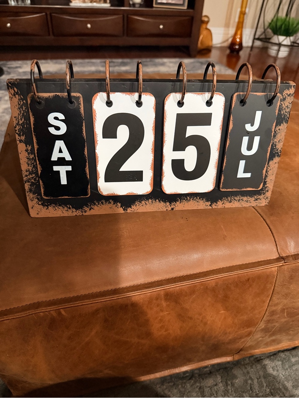 Vintage Style Rustic Perpetual Farmhouse Design Metal Countertop Calendar.
